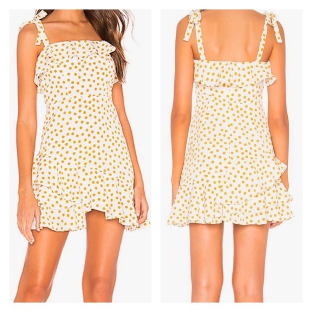 Majorelle White and Yellow Polka Dot Tia Dress